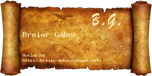 Breier Gábor névjegykártya